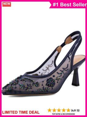 Women's Lace Mesh Kitten Heel Sandals Pearl Embellished Bridal Heels